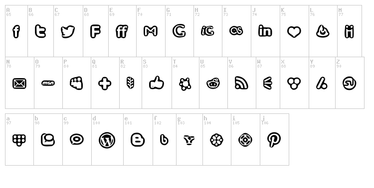 Social Media Icons Bold font map